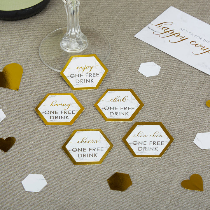 Marble wedding drinks tokens - Marble and gold drinks tokens - Wedding drinks tokens-Wedding decorations-Scripted marble-Pack of 25