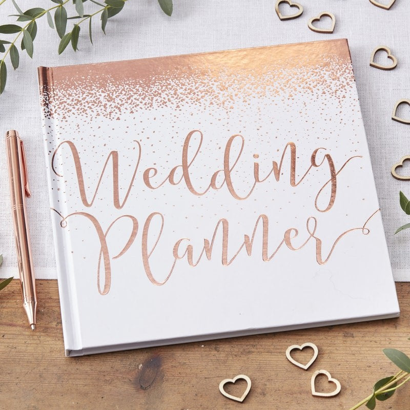 Rose gold wedding planner - Rose gold and white wedding planning book - Bride to be gift - Engagement gift-Rose gold foil-Beautiful Botanics