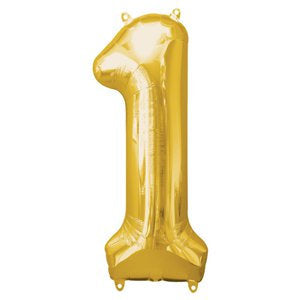 Gold number 1 balloon - Large gold foil 1 balloon - 1st birthday balloon -Birthday party balloon-Party decorations-Giant balloon-34" balloon
