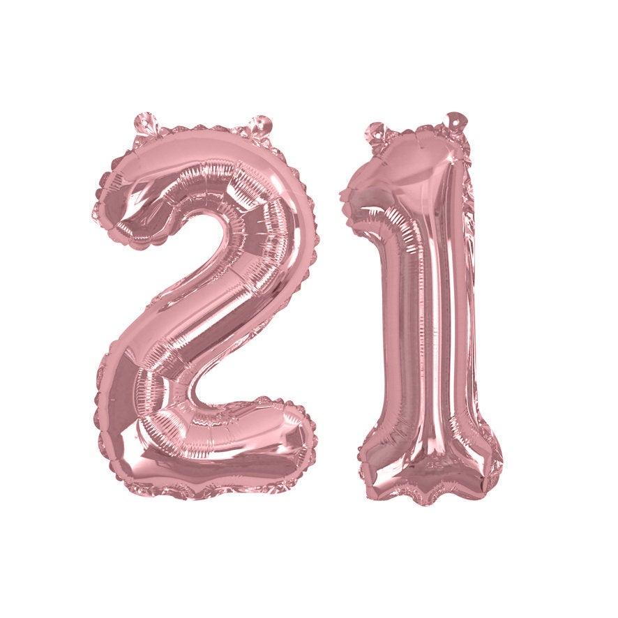 Rose gold number 21 balloon - 16" rose gold foil 21 balloon-21st birthday balloon-Birthday balloon-Party decorations-Air fill balloons