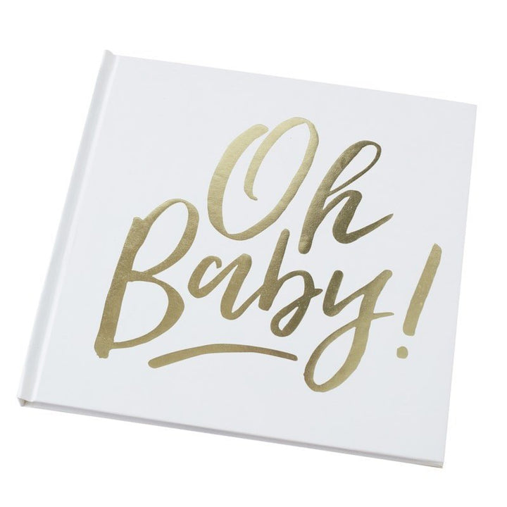 Baby shower guest book - Oh Baby white and gold guest book - Baby shower games - New baby - Mother to be guest book - Mum to be advice