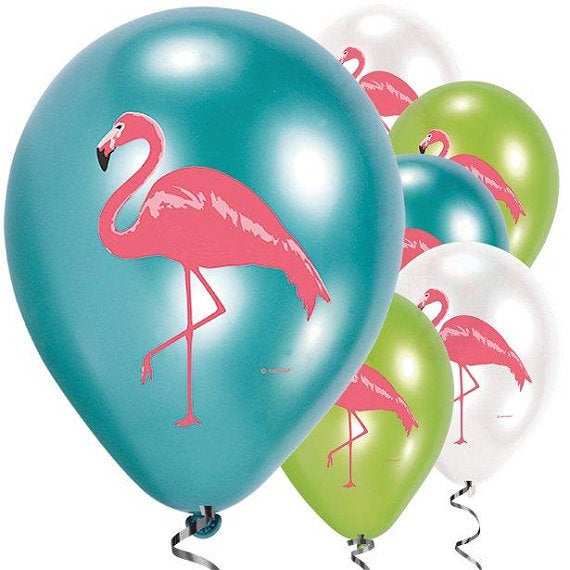 Flamingo balloons - Birthday party balloons - Tropical party balloons - Pink flamingo balloons - Party decorations -Birthday decor-Pack of 6