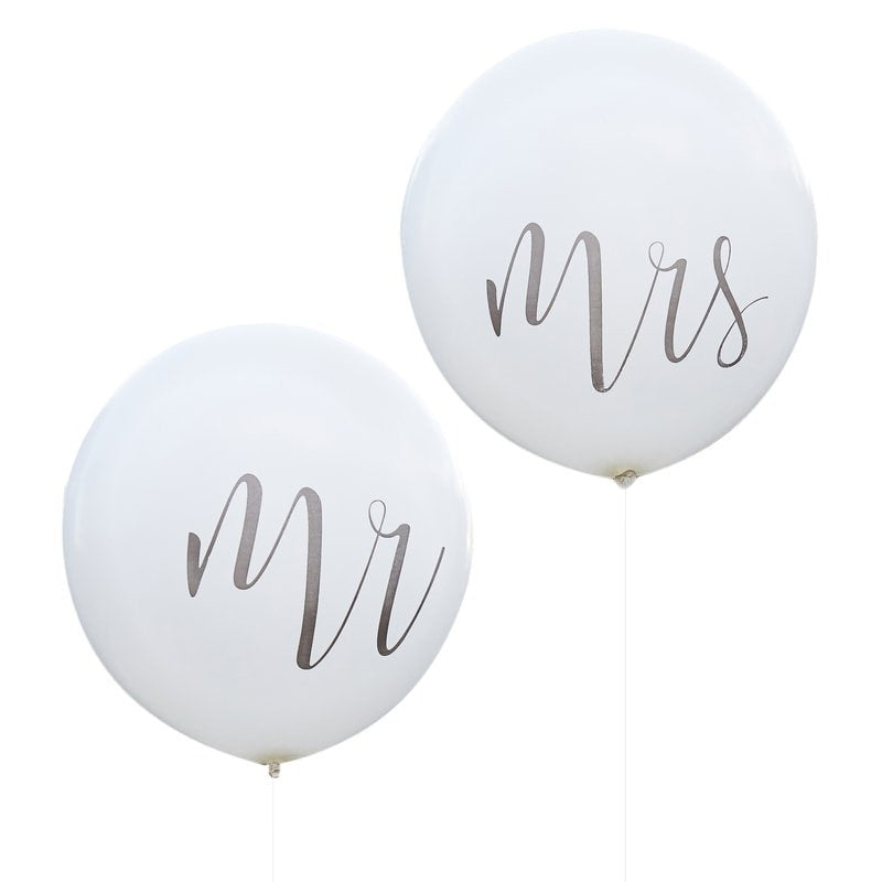 Giant Mr and Mrs balloons - Huge white Mr and Mrs wedding balloons - Wedding decorations - Rustic country wedding balloons - Pack of 2