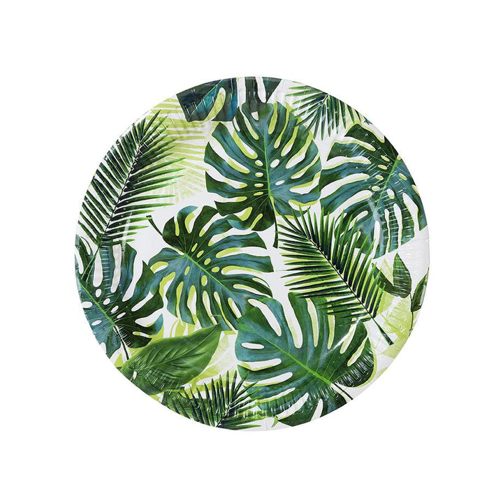 Tropical leaf paper plates - Palm leaf party plates - Tropical party plates - Birthday paper plates-Party decorations-Party tableware-8 pack