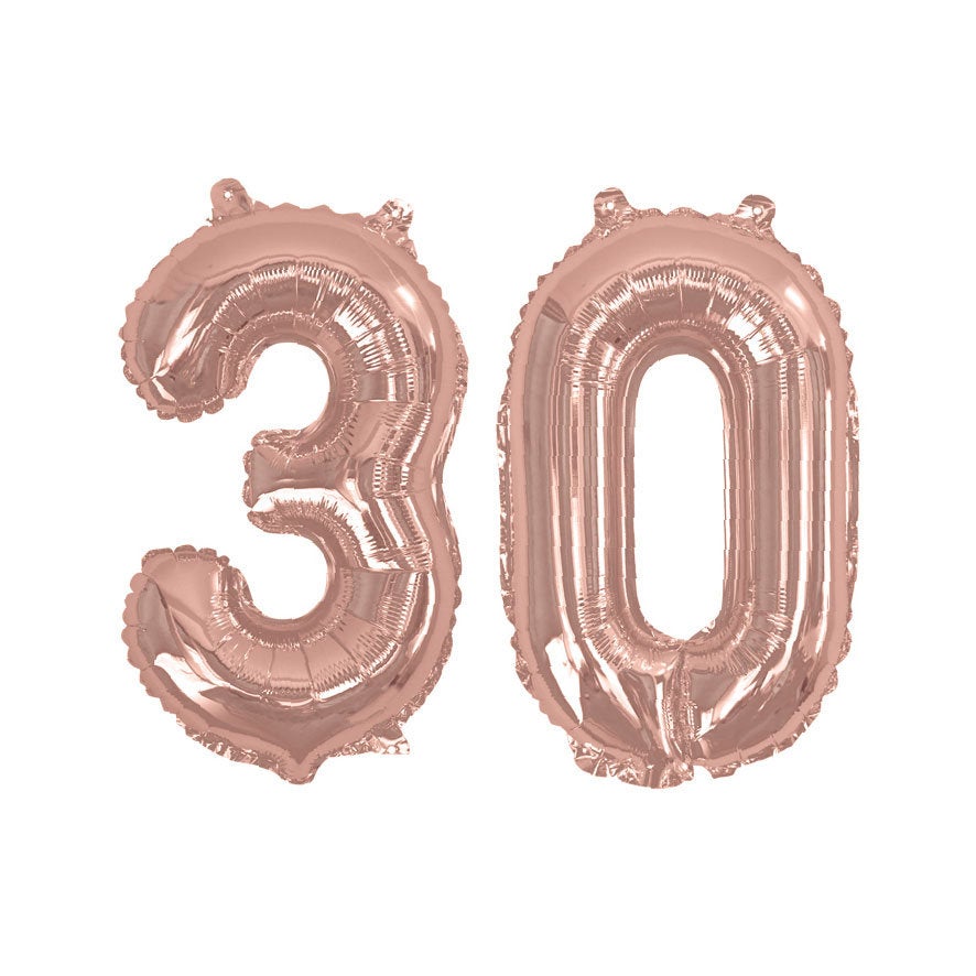 Rose gold number 30 balloon - 16" rose gold foil 30 balloon - 30th birthday balloon - Birthday balloon - Party decorations-Air fill balloons