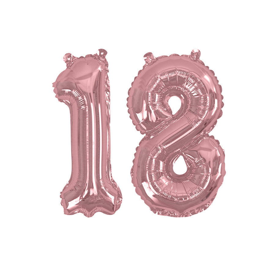 Rose gold number 18 balloon - 16" rose gold foil 18 balloon - 18th birthday balloon - Birthday balloon - Party decorations-Air fill balloons