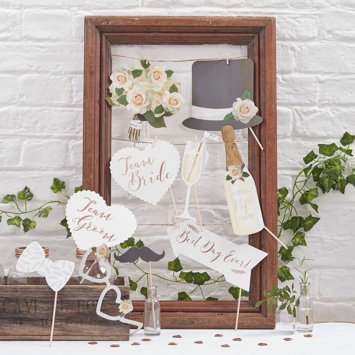 Wedding photo booth props - Rustic wedding photo props - Wedding photo props - Boho wedding props - Photo booth props - Botanics -Pack of 10