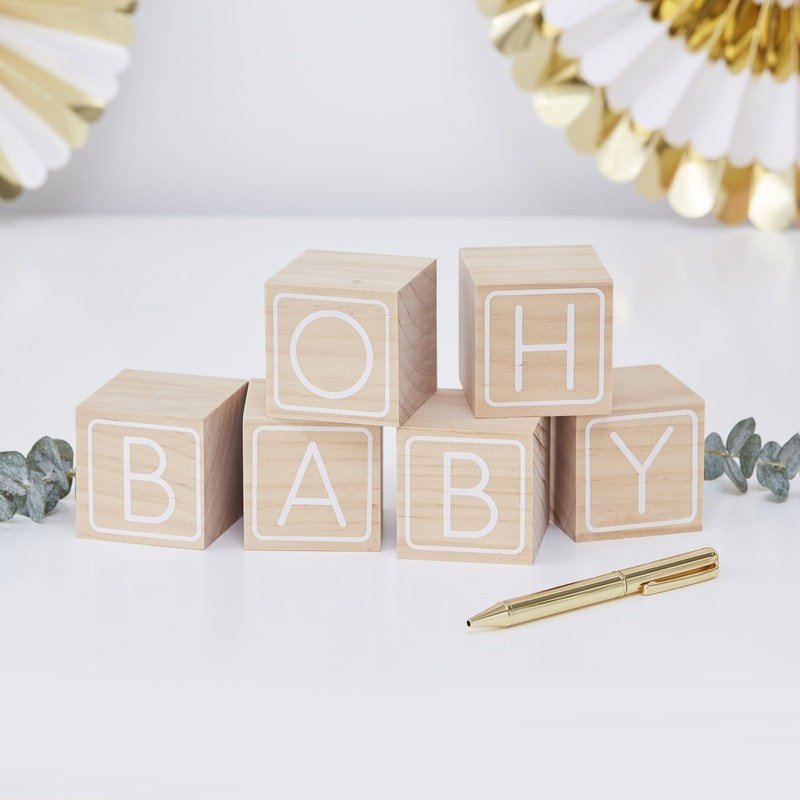 Baby shower wooden block guest book - Oh Baby wooden building block guest book - Baby shower games -Baby shower guest book-Mum to be advice