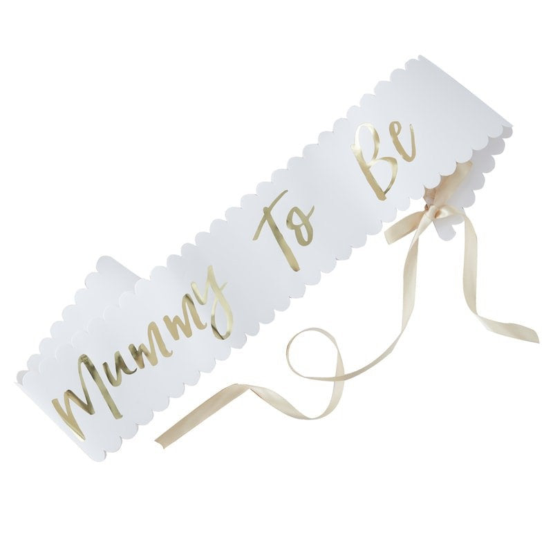 Mummy To Be sash - Oh Baby gold and white Mummy To Be sash - Baby shower sash - Gold and white baby shower props - Mum to be - Mom to be