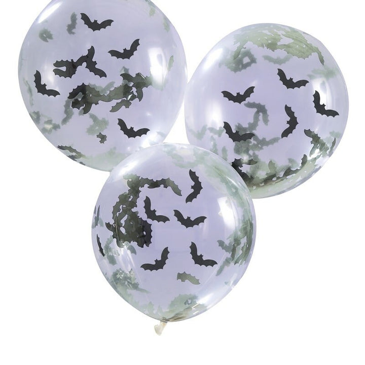 Halloween balloons - Bat confetti balloons - Creep it real balloons - Halloween party decorations - Halloween decor - Pack of 5