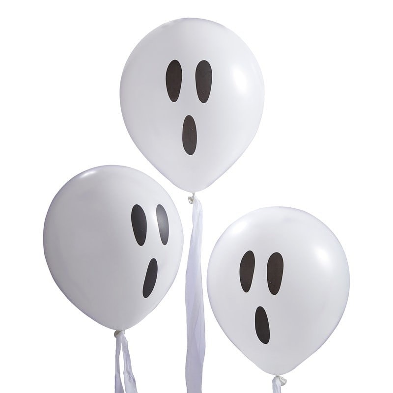 Halloween balloons - Ghost balloons with streamers - Scream balloons - Creep it real balloons - Halloween party decorations - Pack of 10