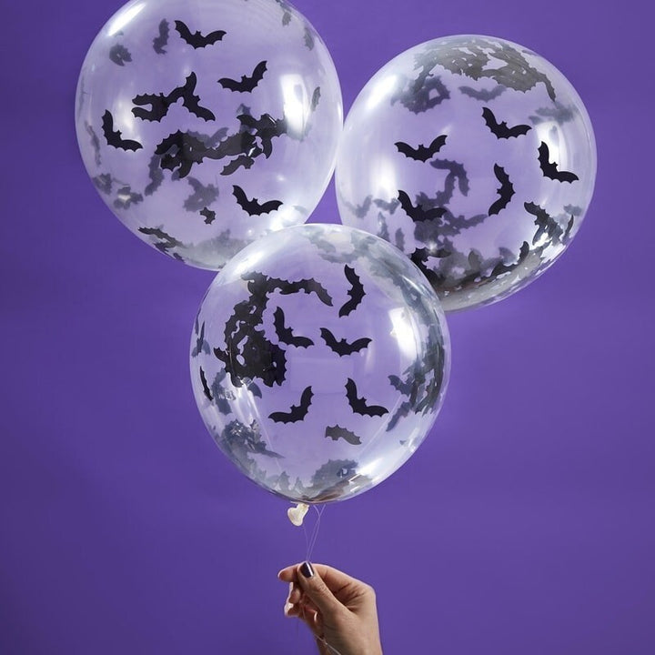 Halloween balloons - Bat confetti balloons - Creep it real balloons - Halloween party decorations - Halloween decor - Pack of 5