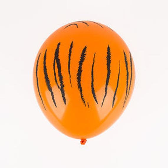 Safari Animal (Tiger, Cheetah, Leopard and Zebra) 11" Round Latex Party Balloons, Assorted Pack of 5