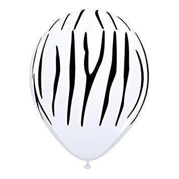 Zebra Print Safari Animal 11" Round Latex Party Balloons, Pack of 5
