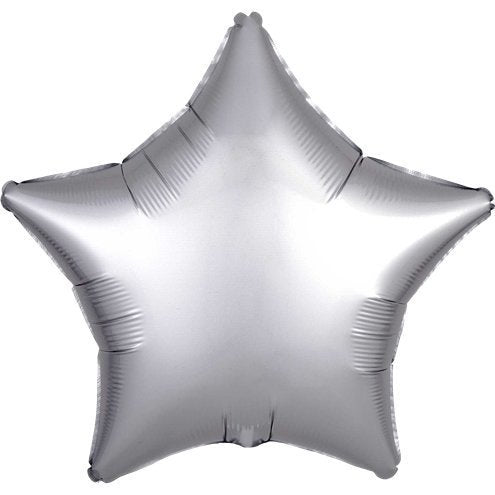 Platinum Silver Satin Star Shaped 18" Foil Helium Balloon
