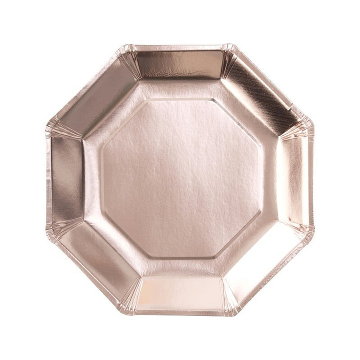 Rose Gold Paper Party Plates, Pack of 8