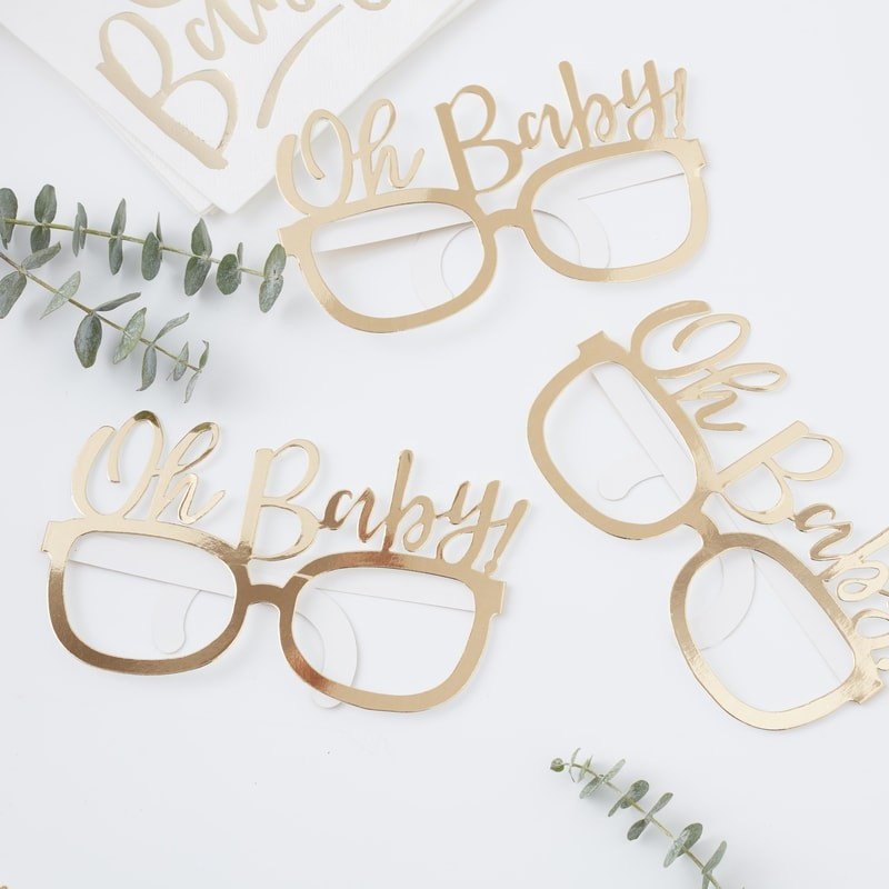 Oh Baby Gold Foiled Baby Shower Photo Prop Glasses