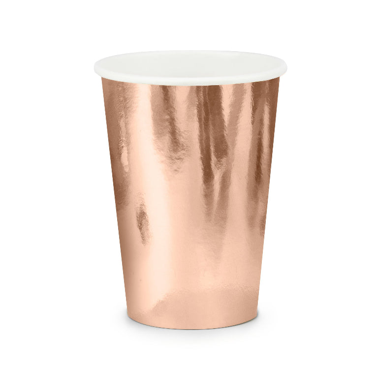 Rose Gold Paper Cups, Pack of 6