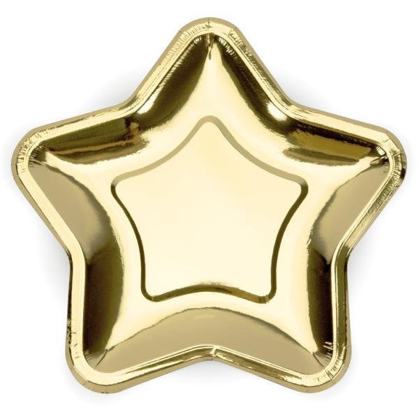 Large Gold Star paper Party Plates - Pack of 6