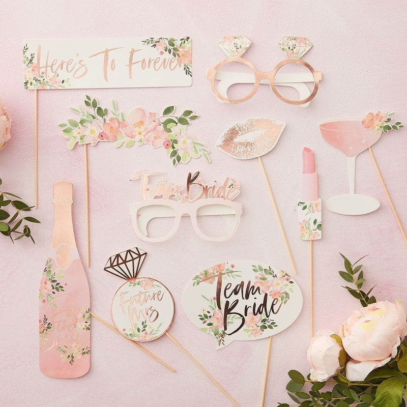 Team Bride Photo Booth Props - Floral Hen Party Props