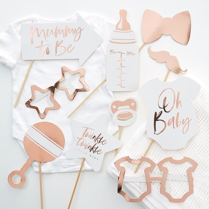Baby Shower Photo Booth Props - Twinkle Twinkle Rose Gold Photo Props - Pack of 10