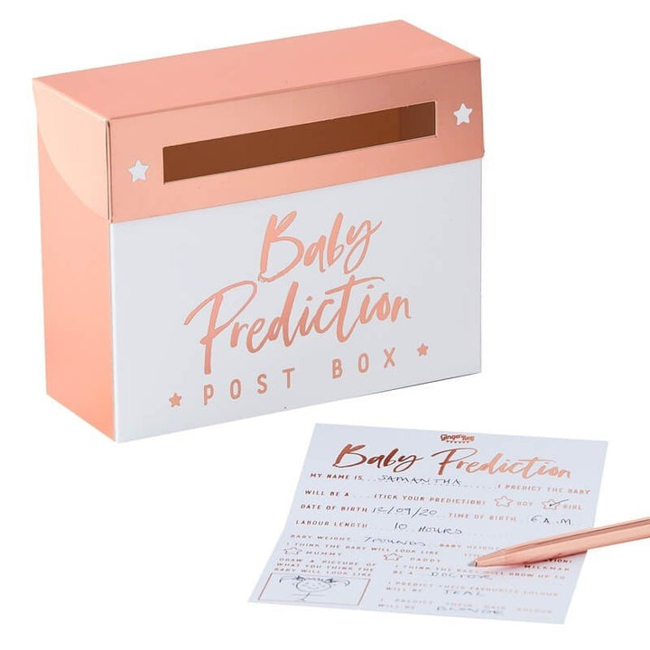 Baby Shower Game - Rose Gold Baby Shower Prediction Games - Twinkle Twinkle Predictions Post Box Game