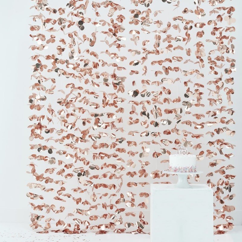 Rose Gold Floral Photo Booth Backdrop Curtain