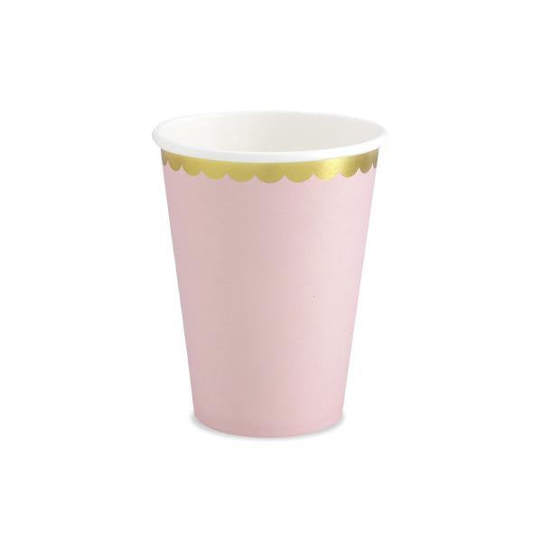 Pastel Pink and Gold Foil Paper Party Cups - Pack of 6