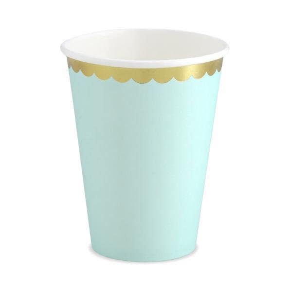 Mint and Gold Foil Paper Party Cups - Pack of 6
