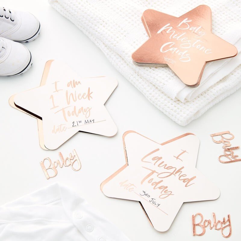 Rose Gold Baby Milestone Cards - Twinkle Twinkle Rose Gold Star Baby Milestones - New Baby Gift - Mum To Be Gift - Baby Keepsake