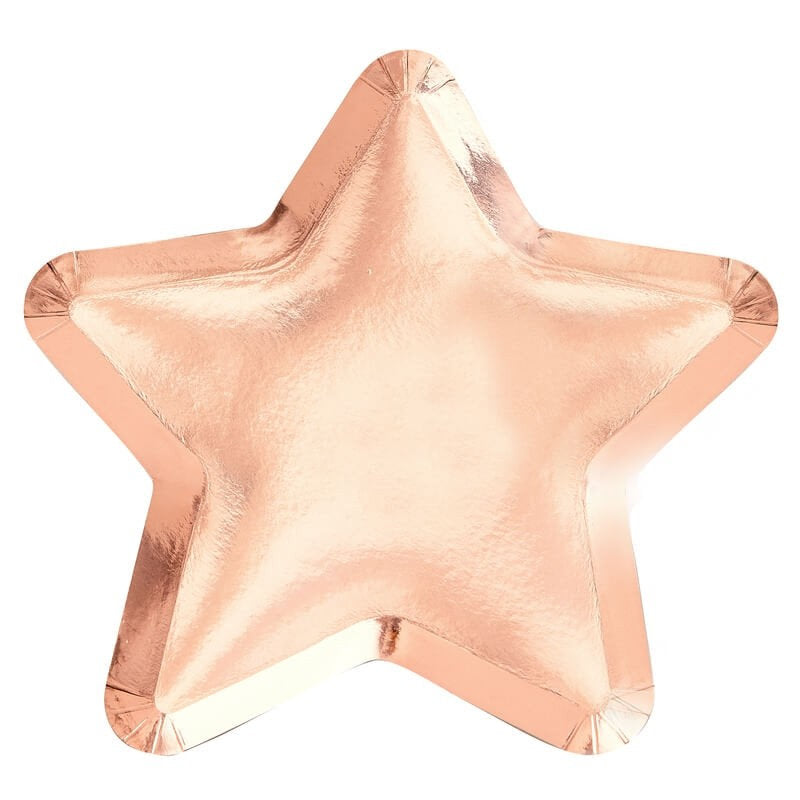 Rose Gold Star Shaped Paper Plates - Twinkle Twinkle Baby Shower Plates - Pack of 8