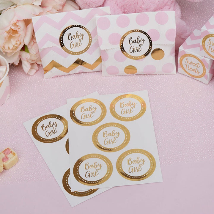 Baby Girl Stickers - Baby Shower Stickers - Gender Reveal - Pack of 25
