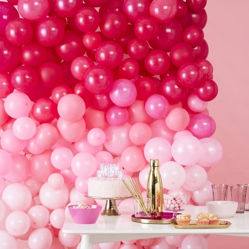 Pink Ombre Balloon Wall Kit - Birthday Party Decorations - Baby Shower Balloons - Pink Hen Party Balloons - Party Photo Backdrop