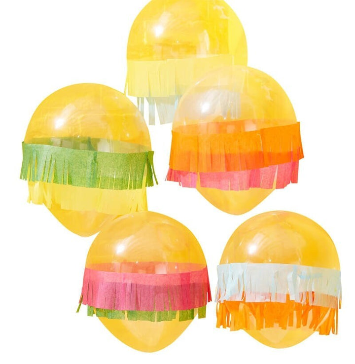 Tissue Fringe Mexican Party Balloons - Summer Party Decorations - Viva La Fiesta - Pack of 5