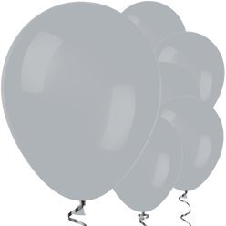 Grey 12" round latex balloons - Party Balloons - Birthday Party Decorations
