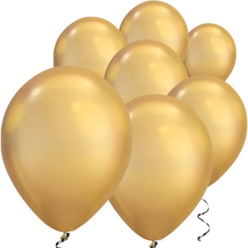 Gold Chrome small 7" round latex balloons
