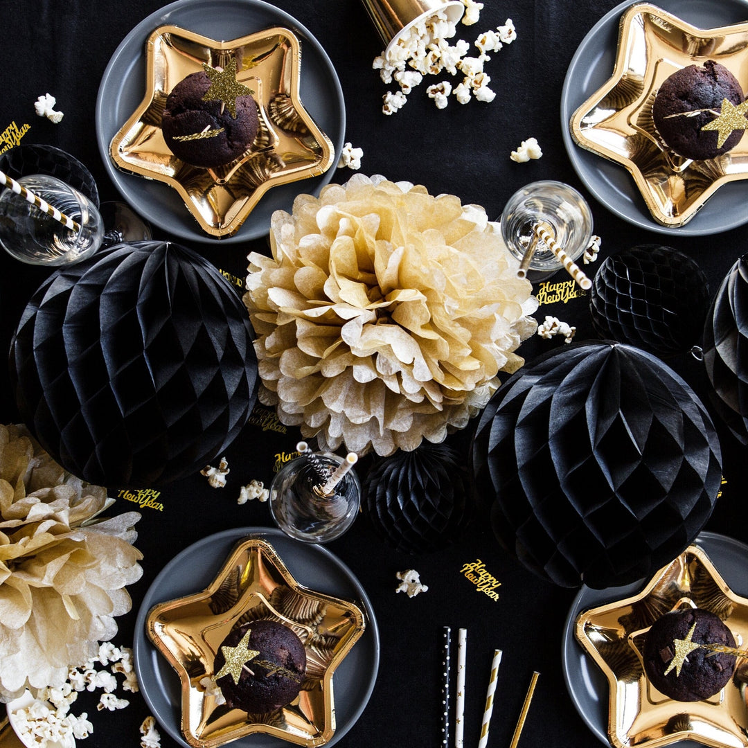 Black honeycomb ball - Black paper honeycomb decoration 20cm - Black party decorations - Birthday decorations -New Year's Eve Decorations-x1