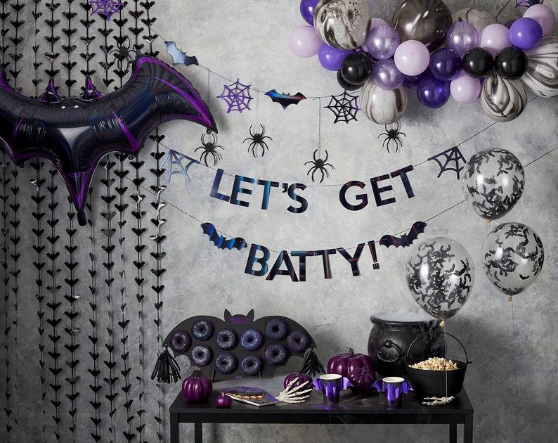 Halloween Black Bat Backdrop - Black Bat Fringe Curtain - Halloween Photo Backdrop - Halloween Party Decorations