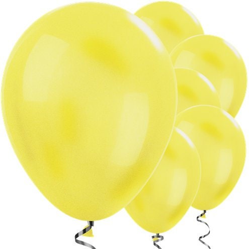 Yellow Metallic 12" Round Latex Balloons - Birthday Party Balloons - Baby Shower Balloons