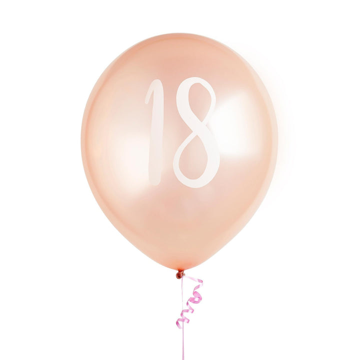 Rose Gold 18th Birthday Balloons - Happy Birthday 18 Balloons - Rose Gold & White Balloons - Party Decorations - Pack of 5