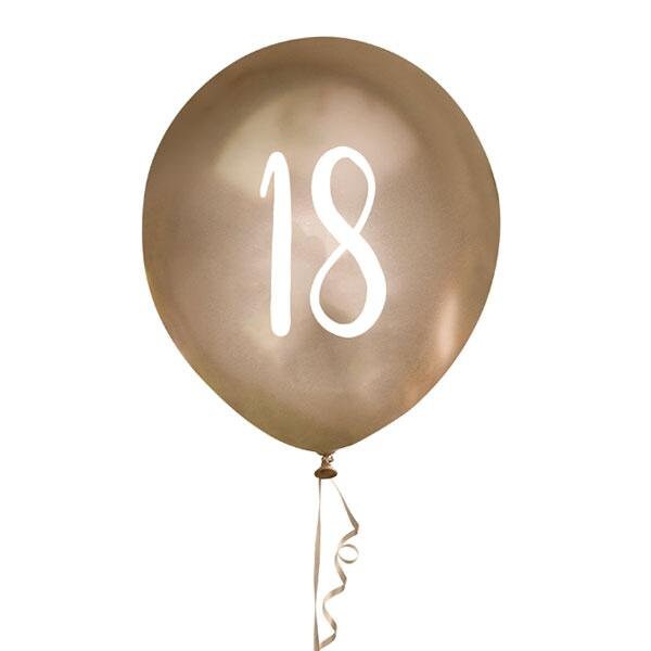 Gold 18th Birthday Balloons - Happy Birthday 18 Balloons - Gold & White Balloons - Party Decorations - Pack of 5