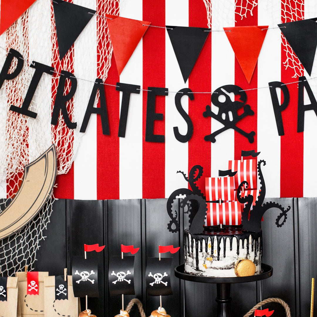 Pirate Party Banner - Black Pirates Party Bunting - Birthday Party Decorations - Children's Party Garland