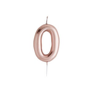 Rose Gold Number 0 Candle - Zero Birthday Cake Candle - Age Candles - Rose Gold Party Decorations