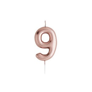 Rose Gold Number 9 Candle - Nine Birthday Cake Candle - Age Candles - Rose Gold Party Decorations