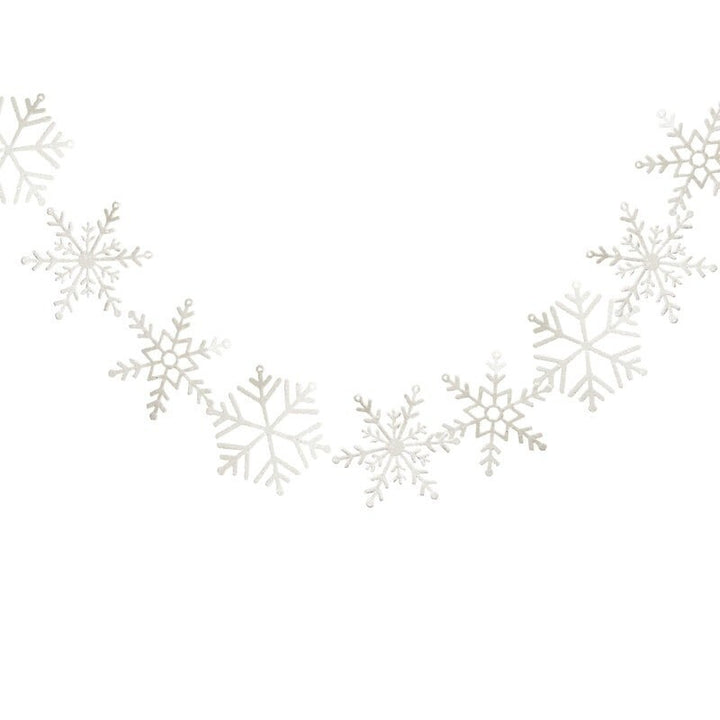 White Glitter Snowflake Garland - Christmas Snowflake Bunting - Christmas Decorations - Hanging Decorations-Holiday Decor-Snowflake Backdrop