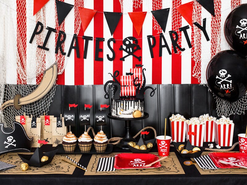 Pirate Party Treat Bags - Kraft Paper Pirates Party Bags - Birthday Party Loot Bags - Kids Party - Pack of 6