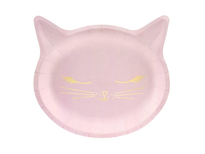 Cat Paper Plates - Pink Kitten Birthday Party Plates - Kitten Party Plates - Meow Party - Kitty Cat Plates - Pink & Gold Plates - Pack of 6