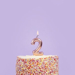 Rose Gold Number 2 Candle - Two Birthday Cake Candle - Age Candles - Rose Gold Party Decorations