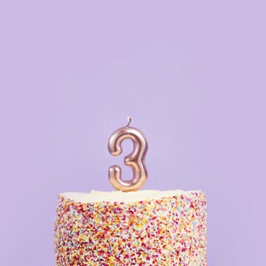 Rose Gold Number 3 Candle - Three Birthday Cake Candle - Age Candles - Rose Gold Party Decorations