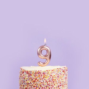 Rose Gold Number 9 Candle - Nine Birthday Cake Candle - Age Candles - Rose Gold Party Decorations